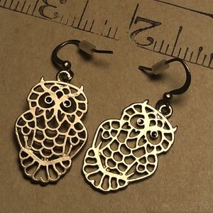 Gold Owl Earrings